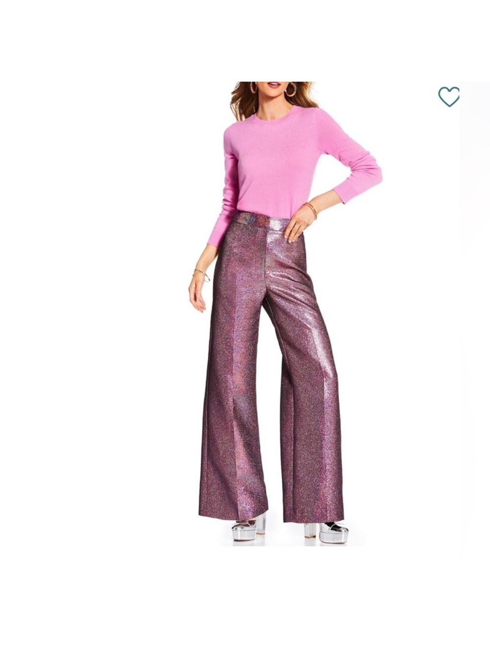 ANTONIO MELANI Metallic Fuchsia Wide-Leg Pants